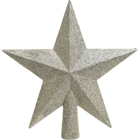 PUNTALE A STELLA GLITTERATO 19 CM PERLA