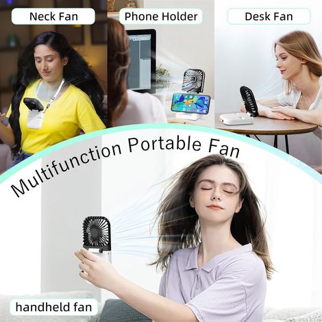 Mini Ventilateur Portable- Silencieux, 4 Vitesses, avec Batterie 3000mAh Affichage Numérique, pour Maison, Extérieur- Noir (1/4)