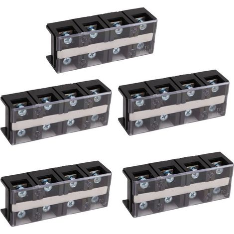 5Pcs Blocs de borniers à vis 60A 4 positions Cuivre Plastique 60A Bornier pour connexion électrique, (1/4)