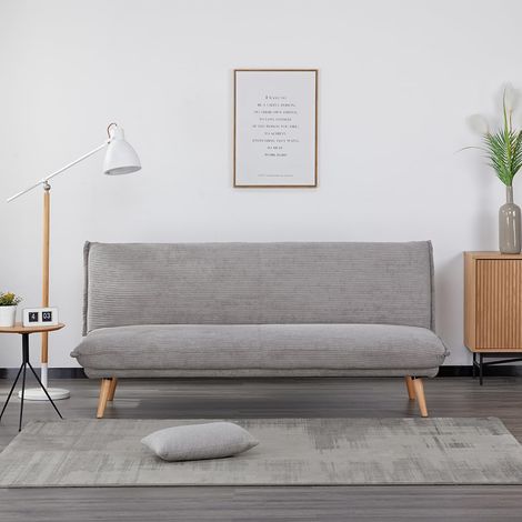 EVERGREENWEB - Divano Clic Clac trasformabile in materasso Divano Letto 3 posti Stile Scandinavo Design moderno Divanoletto imbottito con piedini a scomparsa e piedi in Legno Click Velvet Grigio (1/5)