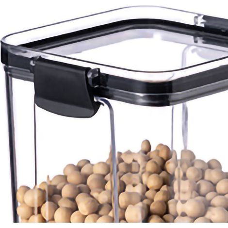 Boîte de rangement alimentaire transparente 1300ml - Pot de conservation pour céréales, thé, snacks, herbes sèches - Plastique de qualité alimentaire - Contenant hermétique pour cuisine (1/5)