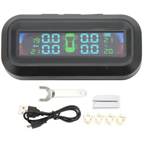 Système de surveillance de la pression des pneus Écran LCD solaire sans fil TPMS DC 5V pour grand camion remorque de voiture de tourisme (1/5)