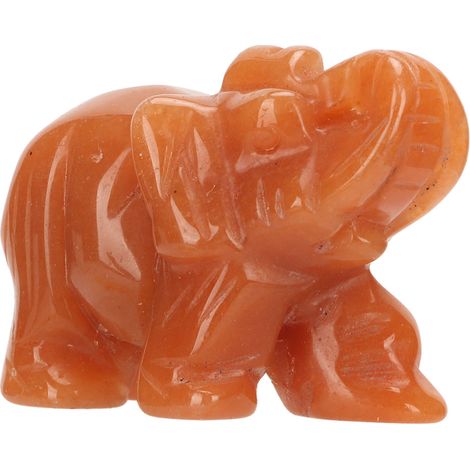 Statuette Éléphant en Cristal pour Réduction du Stress, Chance et Méditation - Pierre de Guérison Dongling Rouge (1/5)