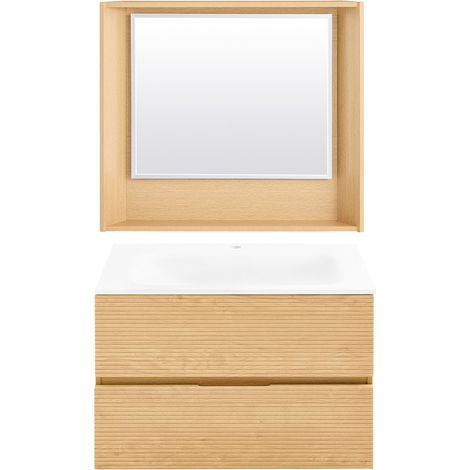 SoBuy BZR198-N Conjunto de Muebles de baño 2 piezas Armario Colgante + Espejo