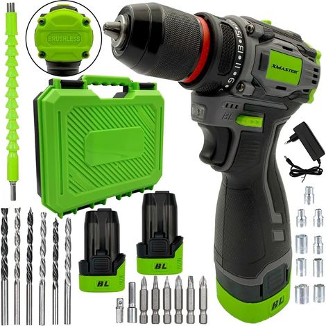 Perceuse-visseuse à percussion sans fil, visseuse sans fil 16,8 V, kit perceuse-visseuse sans fil, perceuse à percussion, avec 2 batteries de 2 000 mAh, coffret et nombreux accessoires (1/5)