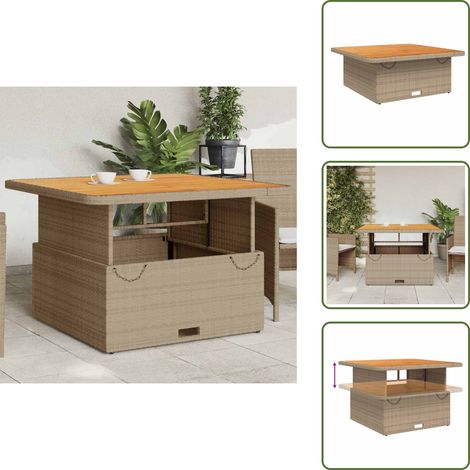 Tavolo in legno acacia - vidaXL Tavolo da Giardino Beige 110x110x71cm Polyrattan e Legno Acacia - Tavolo esterno
