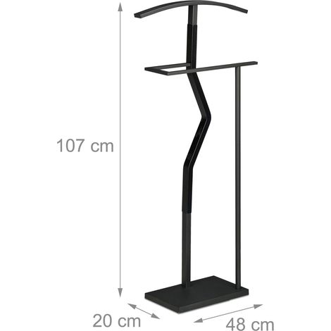 Valet de chambre à poser design moderne chambre 100 x 40 x 40 cm avec cintre pratique en métal noir (1/4)