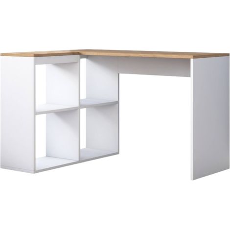 Bureau Angle Montone, 2 Étagères, 50x120x74,8h cm Blanc (1/5)