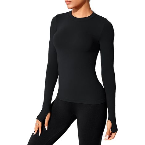 Women's Long-Sleeved Sports T-Shirts for Sports, Fitness, Yoga, Sportswear, Gym, Functional Breathable T-Shirt Quick Drying (1/5)