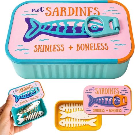 Irovami Boîte de rangement ludique pour sardines, rose et cyan (1/5)