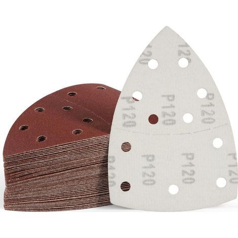 Jeu de 50 feuilles de papier abrasif pour ponceuses, 105 mm x 152 mm, grain P120, support de ponçage, convient pour le ponçage de l'acier inoxydable et du bois (1/4)