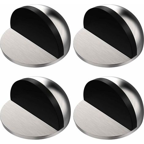 4 Pcs Arrêts de Portes Argent, Butée de Porte Adhesive, Butées de Porte en Acier Inoxydable avec Autocollants, Inutile de Percer, pour la Maison et le Bureau (1/4)