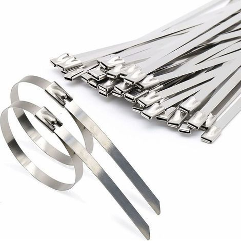 pair 100 Pièces Attaches de câble Robustes, Collier de serrage inox en Acier Inoxydable Serre-câbles Acier Autobloquante 4,6x200mm (1/4)