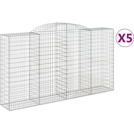 Paniers à gabions arqués 5 pcs  Mur en gabion 300x50x160/180 cm fer galvanisé