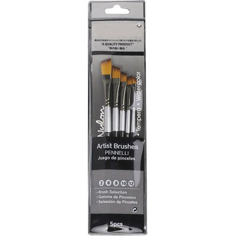 Jeu de 5 pinceaux en nylon noir et blanc, manche en bois, tube en cuivre, kit d'aquarelle. (1/5)