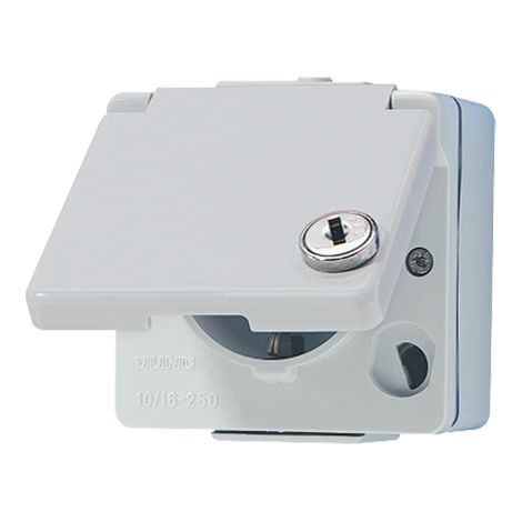 Jung Presa SCHUKO®, 16 A 250 V , con serratura di sicurezza, verticale, IP 44, WG 600 620 WSL