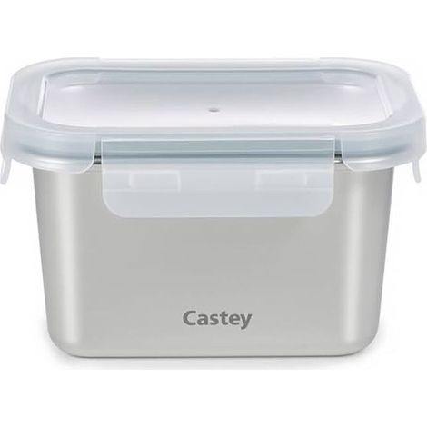 Castey Contenitore Ermetico Borosilicato Rettangolare 1520 ml Impilabile Microonde Forno e Congelatore