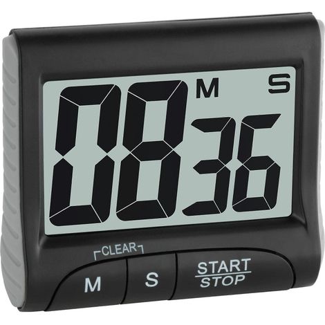 Minuteur et chronomètre numérique, minuteur électronique pour œufs, avec affichage, grands chiffres, noir (1/4)