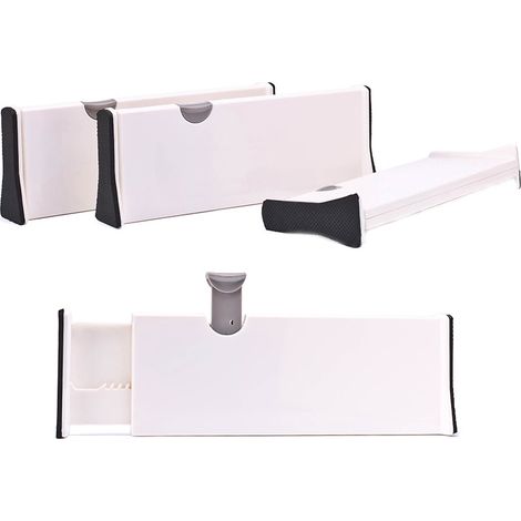4er-Set Schubladen-Organizer-Teiler, 27,5 x 10 cm, ABS, weiß (1/5)