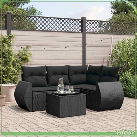 Salon de jardin - FAF7291712420863 - Résine tressée noire - Rangement étanche - Table verre trempé (1/3)