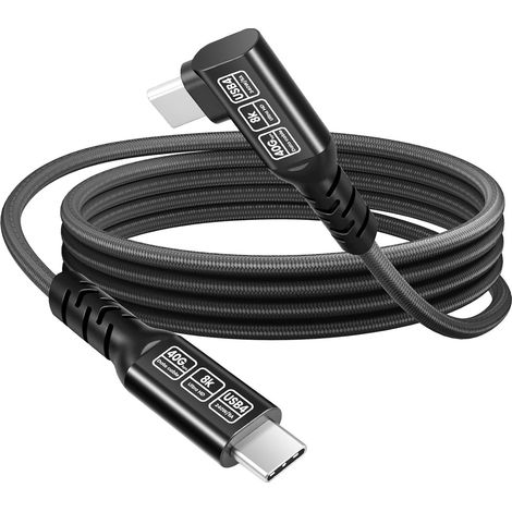 Rechtwinkliges USB-4-Kabel mit 240-W-Schnellladefunktion, 40-Gbit/s-USB-C-Datenkabel, USB-C-Kabel für 8K-Videoübertragung bei 60 Hz, Thunderbolt-4/3-kompatibel für Laptop, Monitor und (1/5)