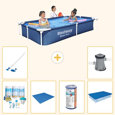Bestway Bestway Steel Pro Rectangulaire - 221x150x43 cm - 7-pièces S22213 (1/4)