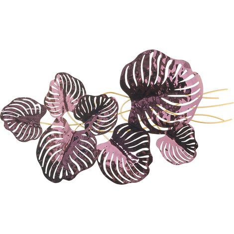 Decoración de pared moderna arte abstracto de hojas hecha a mano morado violeta multicolor Holmium