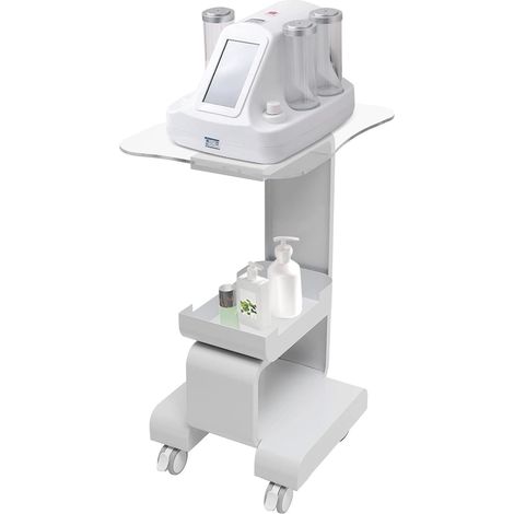 Beauty Salon Trolley Cart Stand Rolling Cart with 4 wheels, White SPA Beauty Machine Holder Trolley 2 Tier Mobile Cart Rack Storage Tray Trolley for Salons, Spas, Barber Shops (1/5)