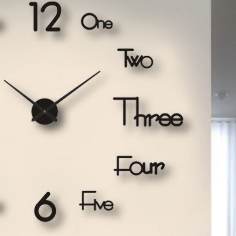 Horloge murale lumineuse et créative, horloge autocollante à faire soi-même pour le salon, horloge silencieuse en acrylique, grand format noir 130 cm (1/5)
