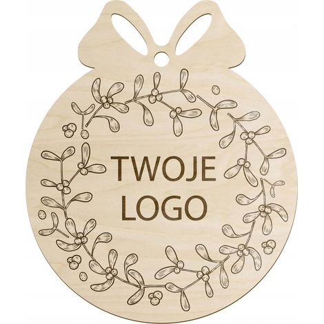 Pallina di Natale in compensato con logo aziendale, 1 pz., palline di Natale pubblicitarie con logo (1/4)