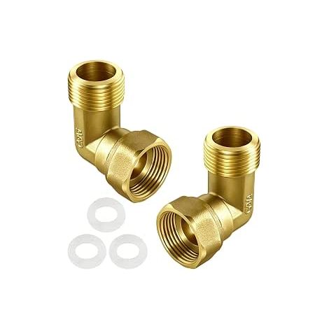 2 Pièces Angle Coudé en Laiton 90° 3/4" IG/AG Raccord Coudé Laiton 90 Degres Raccordement de Tuyaux, Raccords Sanitaires pour les Installations D'eau et les Systèmes de Chauffage Central (1/5)