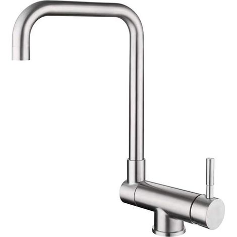 360° drehbare Küchenarmatur aus Edelstahl, schwenkbar, gebürstete 304-Oberfläche, Spültischarmatur, Warm- und Kaltwasseranschluss, klappbares Design für ein (1/5)