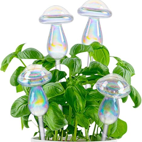 Bolas de riego de vidrio coloreado, 4 unidades, para plantas de hongos, riego automático.