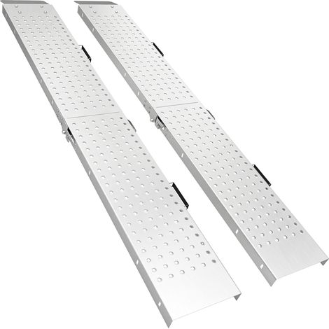 HOMCOM Set 2 Rampe Pieghevoli, Portata 400 kg, per ATV/Pick-up, Argento (1/5)