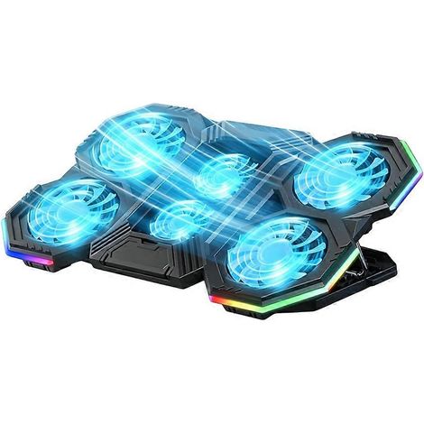 RGB-Gaming-Laptopständer mit Luftkühler und 6-lüfterbelüfteter Basis für Laptops von 12 bis 17 Zoll. (1/5)