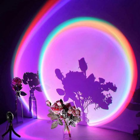 Projecteur lumineux arc-en-ciel, projecteur LED à lumière romantique pour chambres, décoration intérieure, fêtes, salons (1/4)