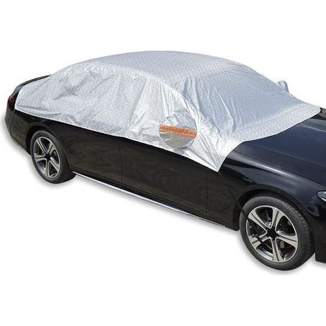 Funda para coche, funda semiimpermeable para automóviles, para sol, lluvia, polvo, todo tipo de clima, protección UV para parabrisas, ventanas laterales/traseras, ajuste universal para sedanes. (1/4)