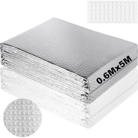 5M Rouleau Isolant Thermique Aluminium Double Face 3mm x 60cm Reflecteur Radiateur Résistant à la chaleur et au Froid Aluminium Derrière Radiateur pour Portes Toits Camping-Cars et Murs (1/5)