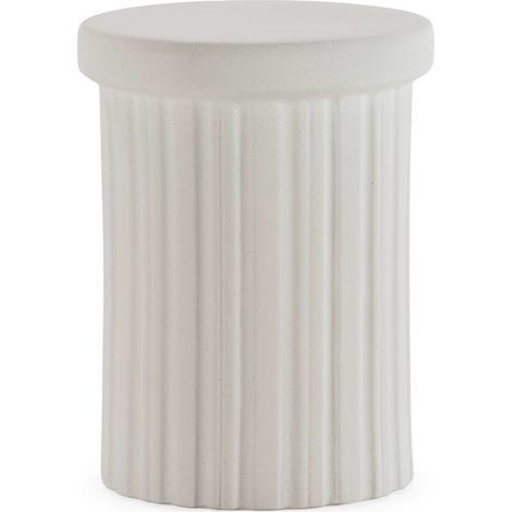 Tabouret en céramique blanche cannelée - blanc (1/4)