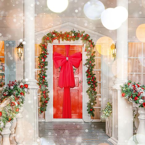 Weihnachtstürschleife, Weihnachtsdekoration für die Haustür, Doppelschleife mit Strassverzierung, Hochzeit, Party, Weihnachten, Weihnachtstürdekorationen (1/5)