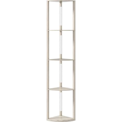 Lampadaire LED d'angle, étagère à intensité variable, 4 étagères, lumière blanc chaud, 41 x 30 x 164 cm, chêne