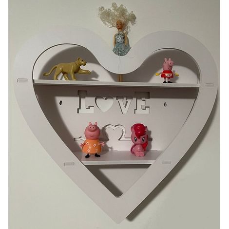 Trade Shop - Estante De Estantería De Corazón Con Amor Escrito Con 2 Estantes Del Pasillo De La Habitación - (1/2)