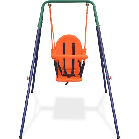 Balançoire pour tout-petits avec harnais de sécurité et cadre acier orange 96 x 145 x 120 cm (1/5)