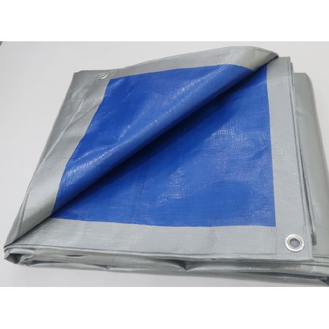 GARDENIA Telo copritutto occhiellato, 6x10 mt, argento/blu (1/2)