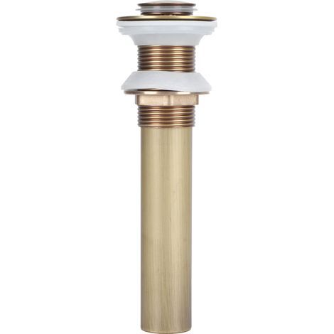 Tapón de desagüe retráctil de latón con sistema de rebosadero, sin rebosadero, para fregadero, lavabo o grifo. Diámetro del orificio de desagüe: 3 cm (sin orificio). (1/5)