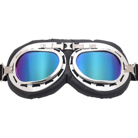 Gafas retro de aviador y motociclista - plateadas - lentes de color (1/2)