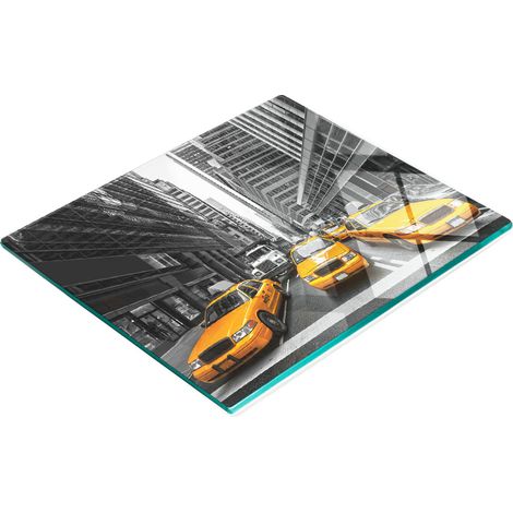 Tagliere da cucina in vetro con grafica di un taxi di New York, 60x52 cm (1/5)