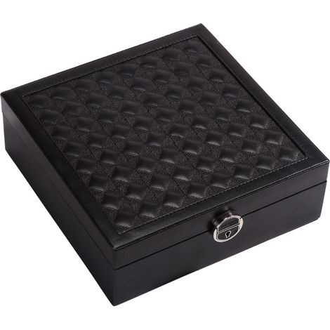 Boîte à bijoux simple et de grande capacité en PU avec grand miroir, boîte à maquillage amovible et petite boîte à bijoux portable. (1/5)