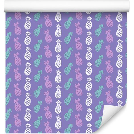 Carta da parati con ananas blu e viola per soggiorno e camera da letto 50x1000 cm (1/4)