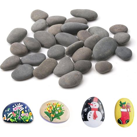 30 Pièces Galets a Peindre Pierres Plates à Peindre 3 cm Dessin Créative Galets à Peindre DIY Peintes Rocher Pierres Créatives Peintes pour Décoration de Jardin Aquarium Peinture (1/5)